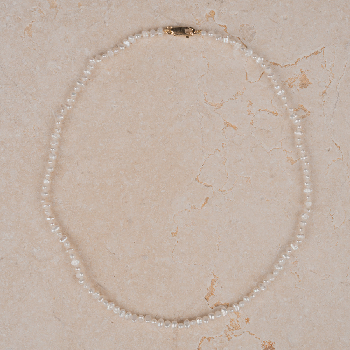 Micro Seed Pearl Short Necklace in 9ct Gold | 3-4mm