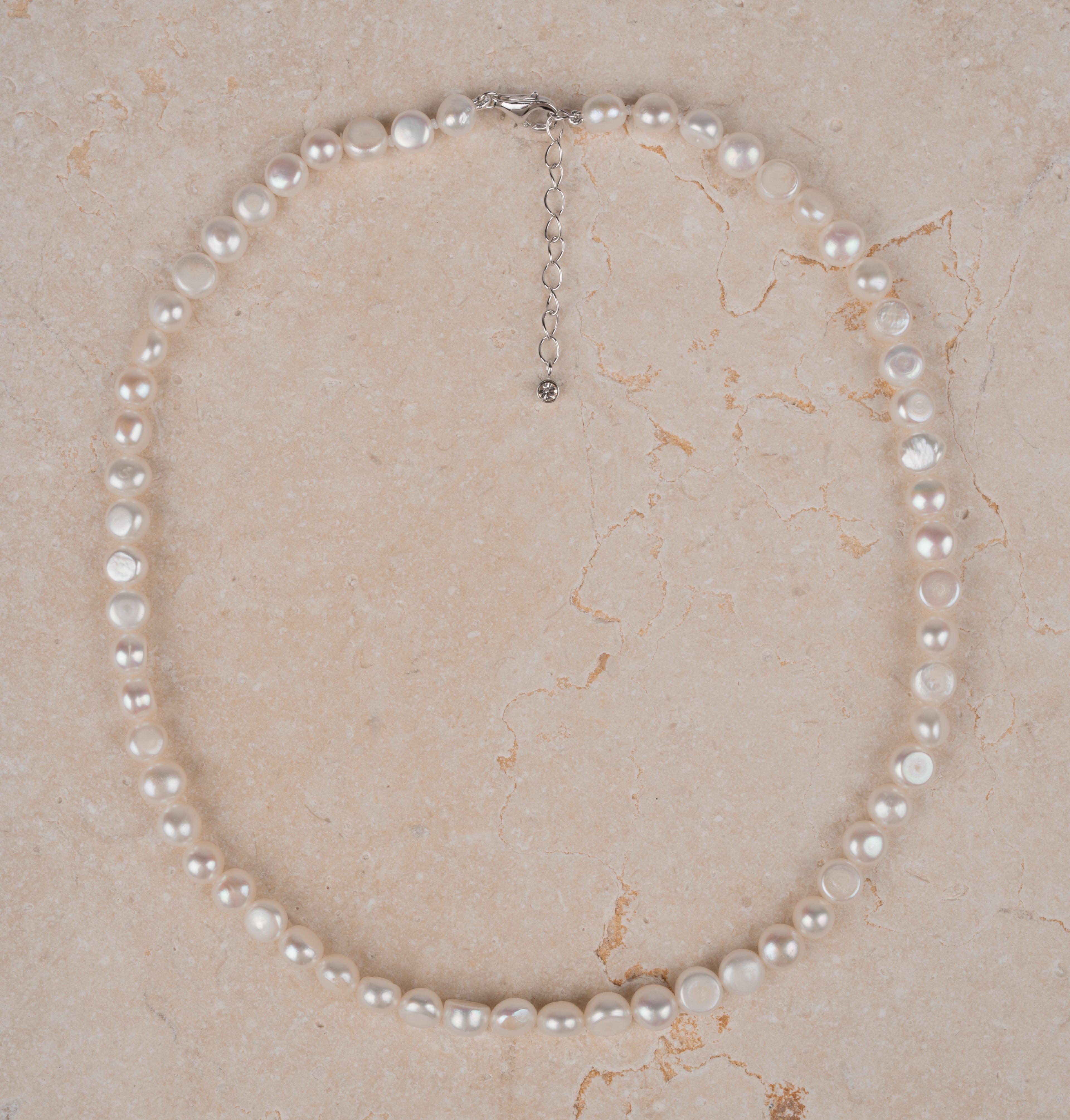 Keshi Pearl Strand Adjustable Necklace in Sterling Silver | 6-7mm