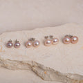 Button Pearl Studs in Sterling Silver | Pink/Blush