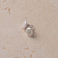 Coin Pearl Studs in Sterling Silver | White/Ivory