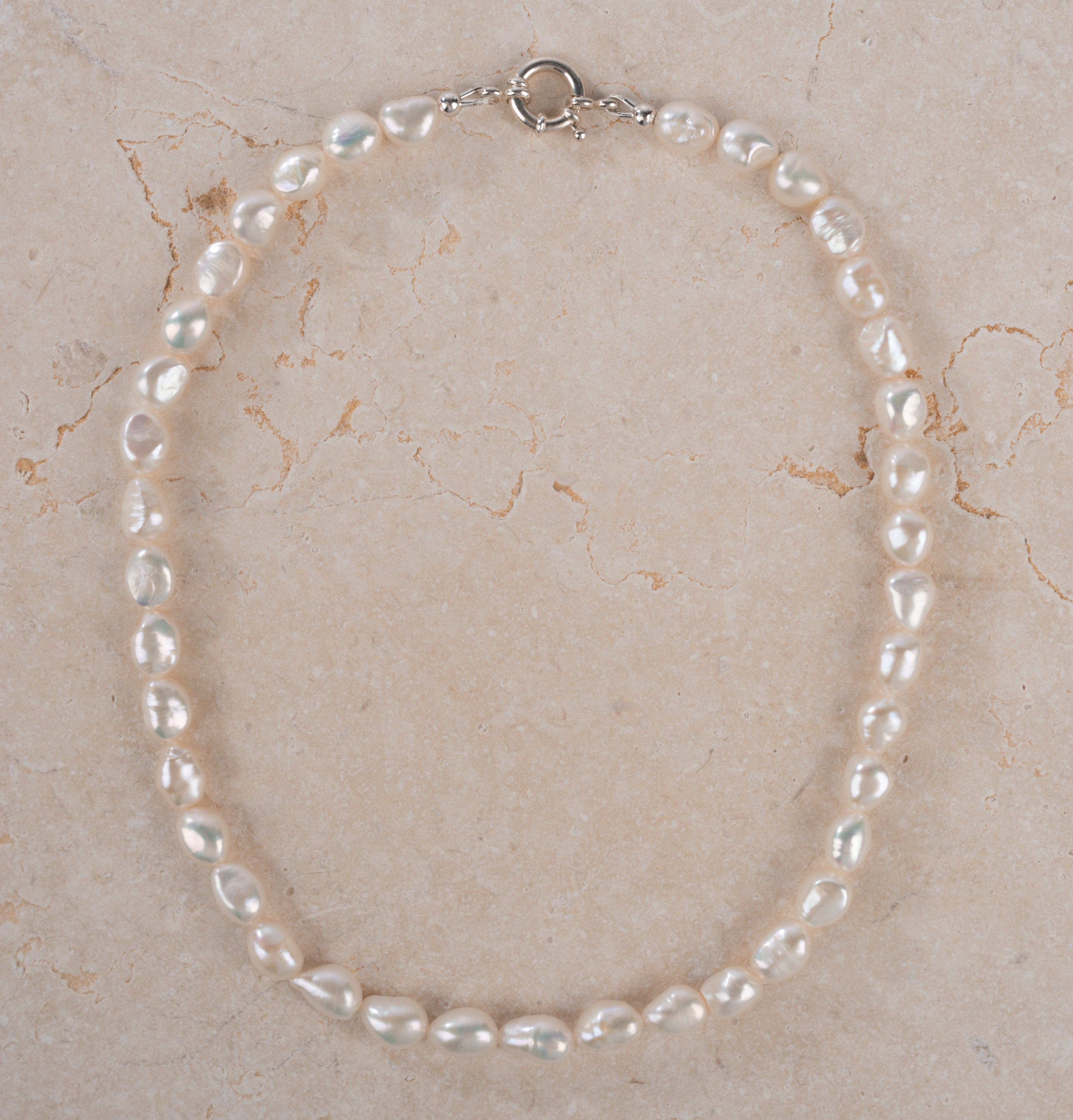 Baroque Pearl Short Necklace in Sterling Silver Bolt | 8-9mm
