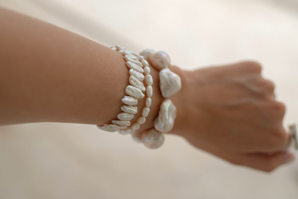 Baroque Pearl Strand Bracelet in Sterling Silver Bolt | 15-16mm