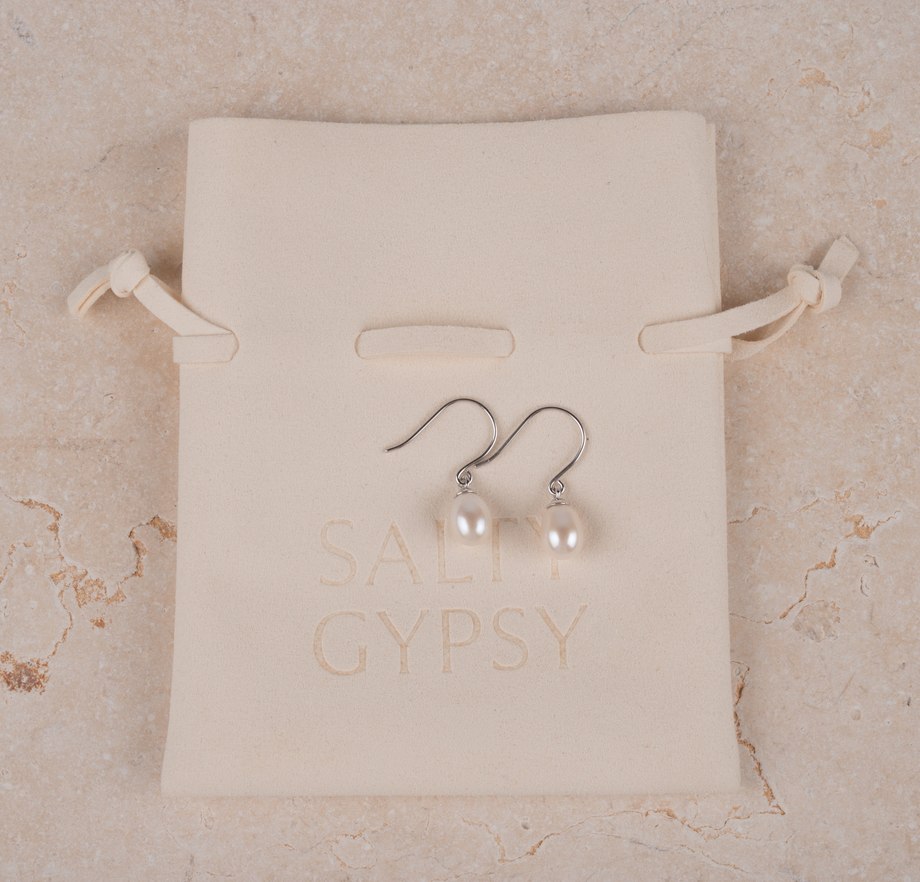 Baroque Drop Pearl Earrings in Sterling Silver | White/Ivory